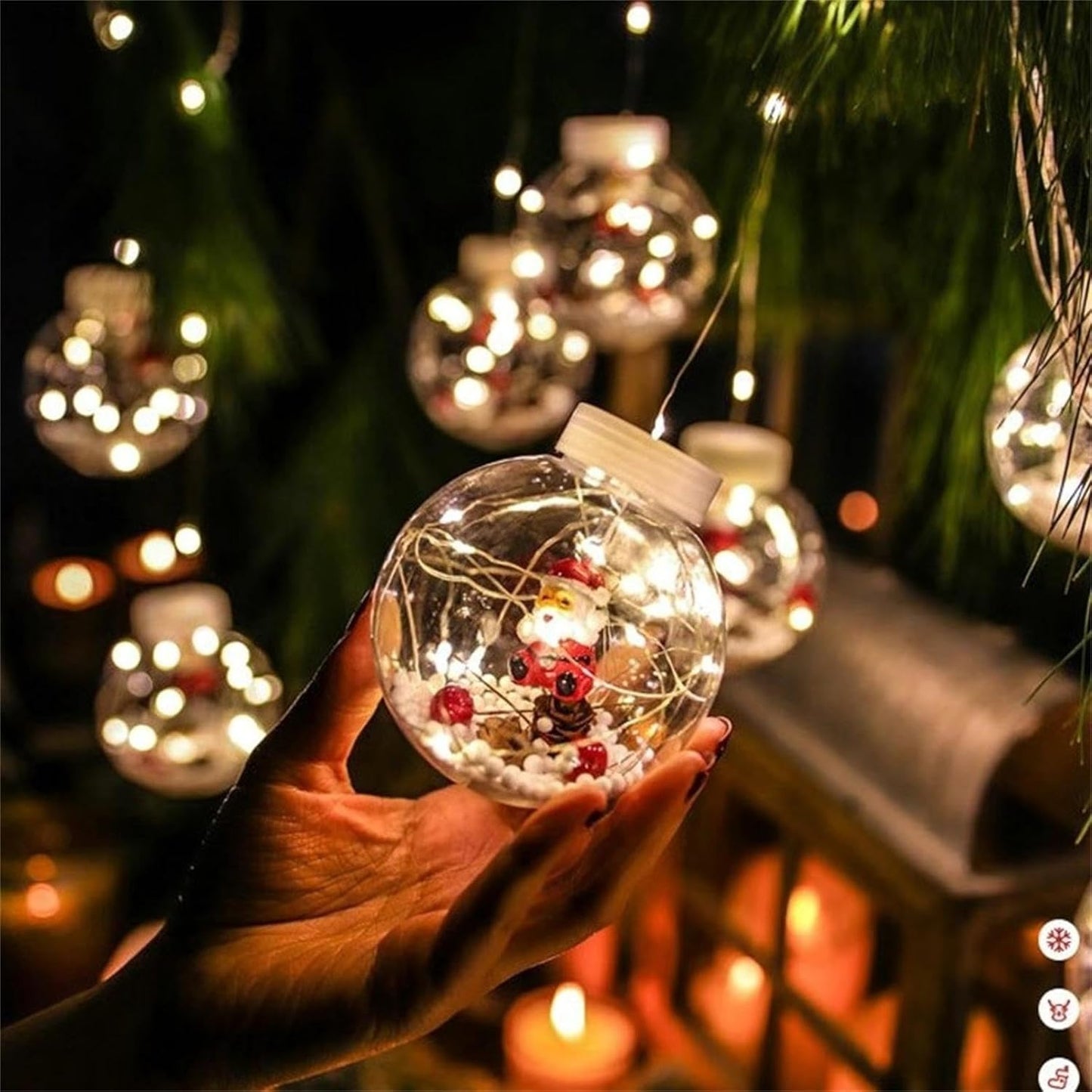 BOLAS DE NAVIDAD CON LUCES Y FIGURAS X10