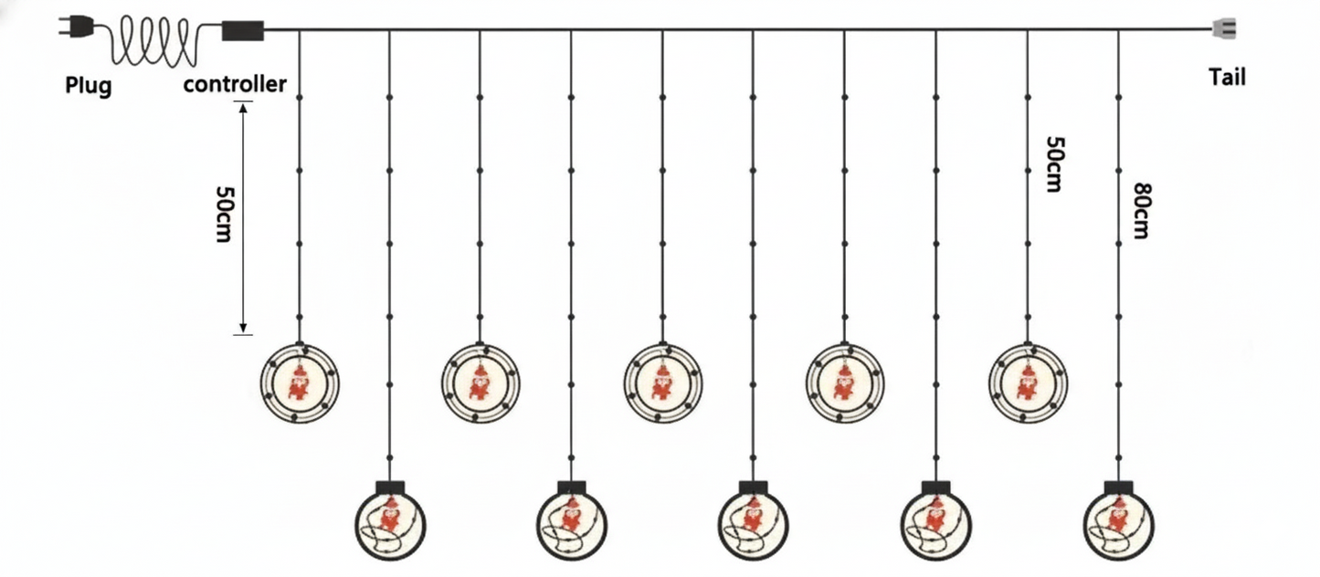 LUCES NAVIDEÑAS CORTINA BOLA ARO 3 MTRS