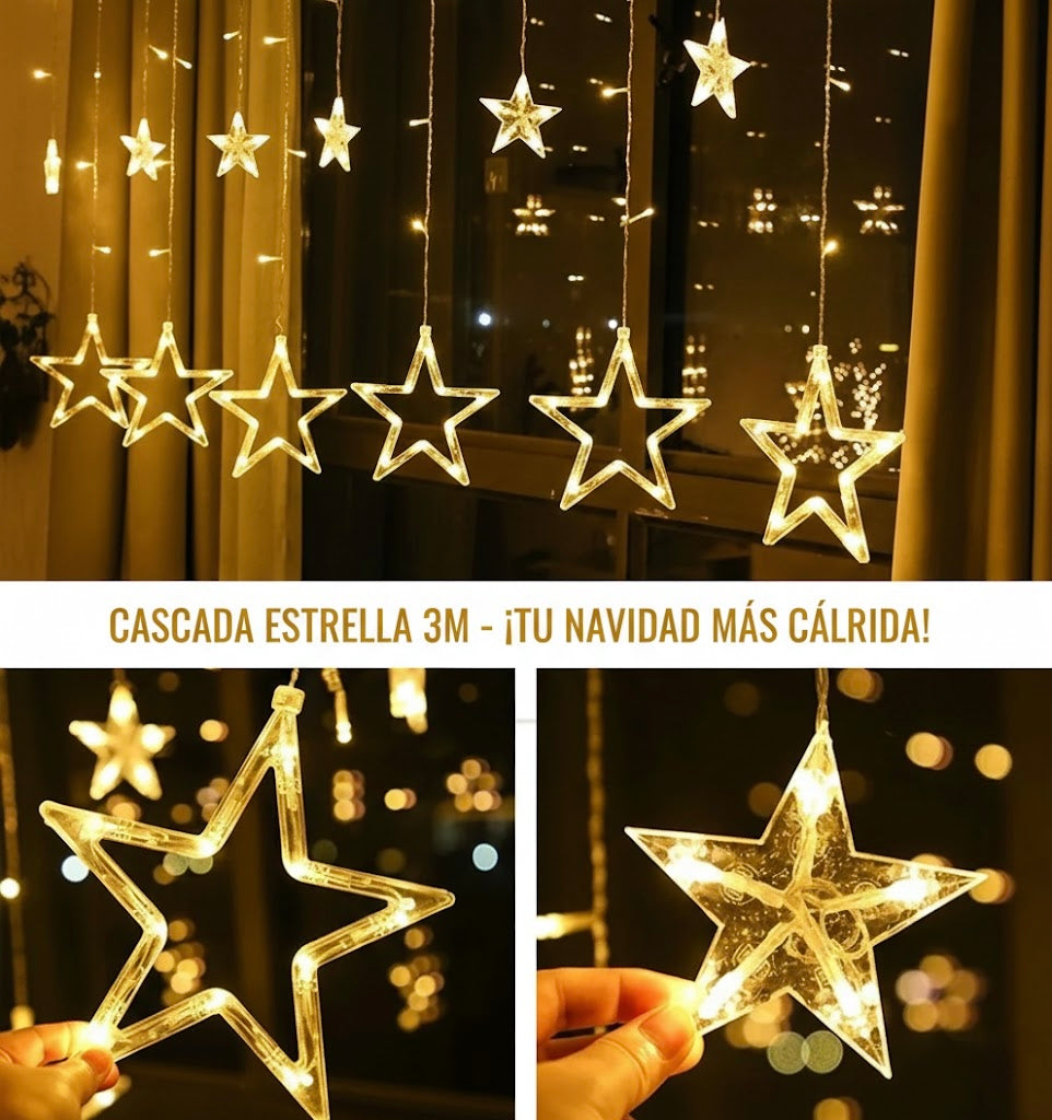 CASCADA ESTRELLA 3 METROS LUCES NAVIDAD